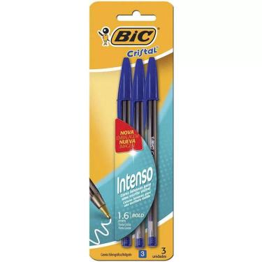 Imagem de Caneta esfer 1.6 Cristal Bold azul c/ 3 unid Bic