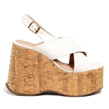 Imagem de Sandalia Anabela Plataforma Leruchel Transpassada Off-Feminino