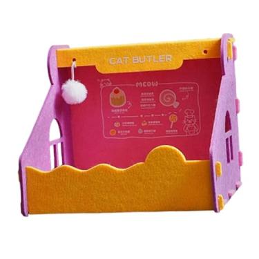 Imagem de Generic Cama de feltro para gatos, móveis para animais de estimação, decoração adorável e respirável, antiderrapante e resistente a arranhões, caverna para, Rosa Amarelo