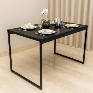 Imagem de Mesa de Jantar MDF Premium e Aço Estilo Industrial 100x60cm Ideal para Apartamento Sala de Estar ou Cozinha Moderna
