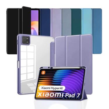 Imagem de Capa Smart Case Xiaomi Pad 7/7 Pro Acrílico - Tampa Magnética Sleep/Wake e Suporte para Caneta - Compatível com Xiaomi Pad 7/7 Pro (2024) (Lilás, Apenas Capa)