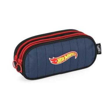 Imagem de Estojo Triplo Azul Hot Wheels Bordado Juvenil Luxcel