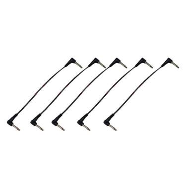 Imagem de Kit 5 Cabo P10 90º Em L Para Pedal Efeitos 25Cm Preto Mxt