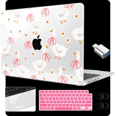 Imagem de MEEgoodo Capa para M4 MacBook Pro de 16 polegadas 2024 2023 2021 (A3403/A3186/A2991/A2780/A2485) M3 M2 M1 Pro/Max Chip, capas rígidas para laptop com capa de teclado e filme trackpad, fazenda de ganso