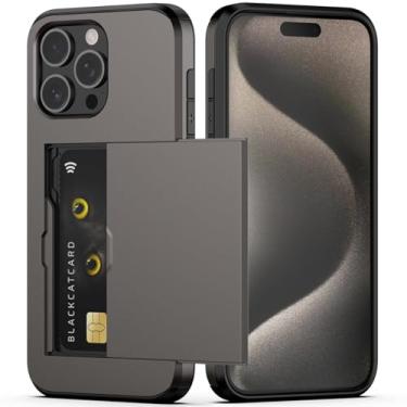 Imagem de Nvollnoe Capa compatível com iPhone 15 Pro Max com suporte para cartão, capa protetora de camada dupla à prova de choque com compartimento para cartão oculto, carteira fina para mulheres e homens de