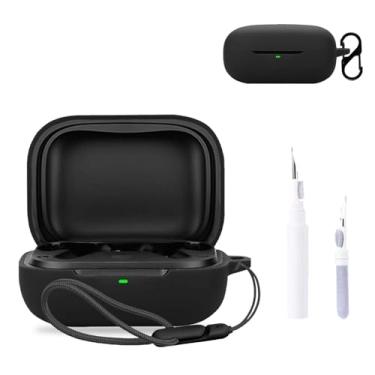 Imagem de NOUKAJU Capa para EarFun Air Pro 4i, capa protetora para fone de ouvido (com mosquetão + cordão + caneta de limpeza) à prova de quedas, arranhões, à prova de choque, capa para EarFun Air Pro 4i (preto