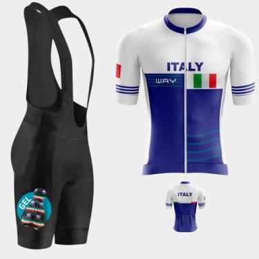Imagem de Conjunto de Ciclismo Masculino- Camisa Italia Azul PREMIUM e Bretelle 