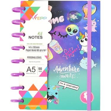 Imagem de Caderno Feminina Com Discos 100 Folhas Pautadas De Tamanho A5 14,1 * 20,5 CM (UNICÓRNIO)
