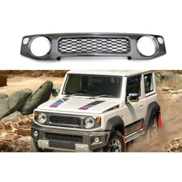 Imagem de Grade de para-choque de carro tiras decorativas kit de carroceria grade de corrida grade de para-choque dianteiro compatível com Jimny JB74 JB64 2019-2025 parte externa (cinza prata)