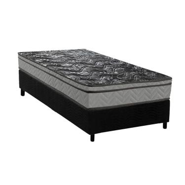 Imagem de Cama Box Solteiro: Colchão Ortopédico Paropas D28 Conforto Ultra Firme + Base CRC Suede Black (88x188)