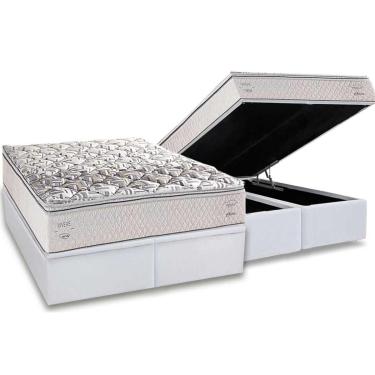 Imagem de Cama Box Baú King: Colchão Anatômico Herval AG65 Santorini C1604 + Base CRC Linhão White (193x203)