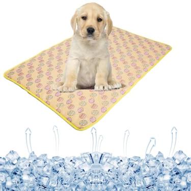 Imagem de SEIS Almofada de gelo para cães, seda gelada, gatos, tapete de resfriamento para animais de estimação, tapete de bambu fresco para o verão, almofada respirável (amarelo, M