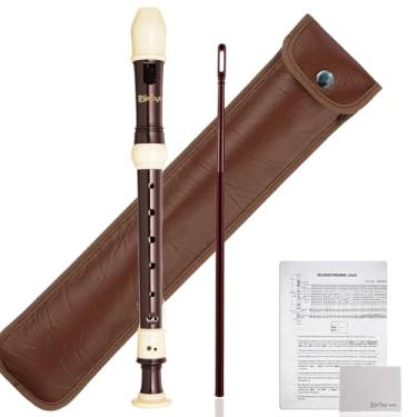 Imagem de Gravador Soprano Estilo Alemão Chave C ABS 8 Orifícios Flauta Gravador Infantil Destacável com Bolsa de Couro, Haste de Limpeza e Tabela de Dedilhados para Iniciantes, Estudantes e Adultos