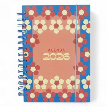 Imagem de Agenda Diária de Bolsa 2026 Planner 16 x 12 Capa Dura Feminina Flores Onçinha Fofinha (Flores Azul e Rosa)