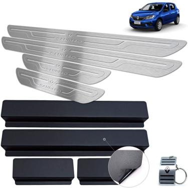 Imagem de Soleira Aço Inox Renault Sandero 2020 Prata Baixo Relevo