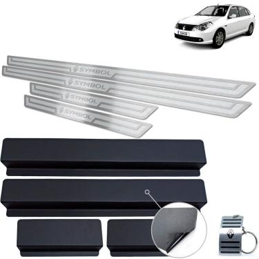 Imagem de Soleira Inox Renault Symbol 2009 a 2013 Prata Alto Relevo
