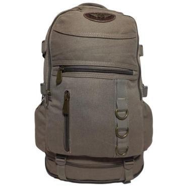 Imagem de Mochila Camping Trilha Viagem Lona  Reforçada - KVN , Bege