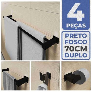 Imagem de Toalheiro Duplo Inox 304 + Kit Acessórios Banheiro PF 70cm - PERFIL CA