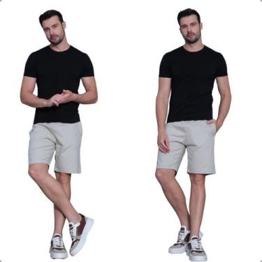Imagem de Bermuda Masculina Jogger Sarja Com Elastano Cordão Ajustável Bolsos Fu