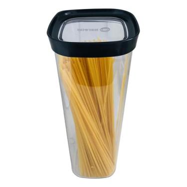 Imagem de Pote Hermético Cozinha para Mantimentos Macarrão Espaguete 2000ml - Preto