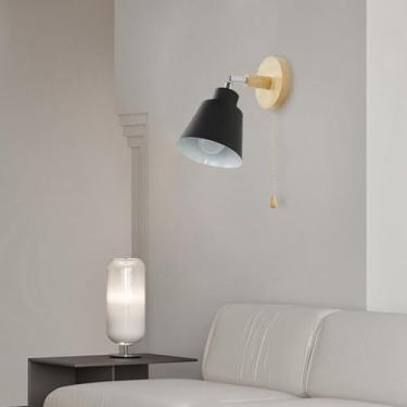 Imagem de GZZBMY E27 Luzes de parede com interruptor de cabo de puxar Arandela de parede interna moderna 350° Corpo de lâmpada giratória de metal luminária de cabeceira lâmpadas de parede para quarto sala de