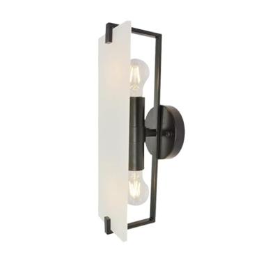 Imagem de Luminárias de parede industriais, arandela de metal preta, luminária E27 com fiação interna e abajur de acrílico para sala de estar, quarto e corredor (fosco)