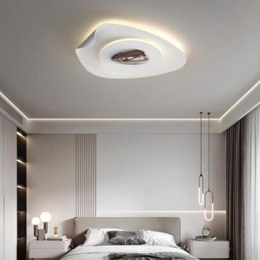 Imagem de Luminária de teto LED moderna regulável com controle remoto, luminária de teto criativa branca para quarto, quarto com controle remoto, iluminação de teto para sala de jantar, escritório, co