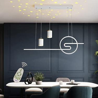 Imagem de Luminária pendente LED moderna regulável com controle remoto, altura ajustável, lustre de acrílico para sala de jantar e sala de estar, ilha de cozinha, luminária suspensa de teto (branco C1