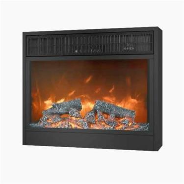 Imagem de Lareira Decorativa Aquecedor de lareiras elétricas, lareira decoração moderna embutida/montada na parede com chama realista 3D, botão/controle remoto(Médio)