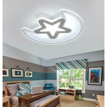 Imagem de Luminária de teto LED para quarto infantil, design de estrela e lua, luminária de teto ultrafina para meninos e meninas, lustre de acrílico para sala de estar, sala de jantar, banheiro, corr