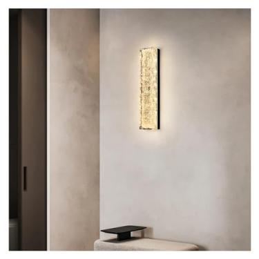 Imagem de Luminária de parede LED compatível com sala de estar, banheiro, dourado, moderno, estilo luxuoso, faixa longa, luz decorativa, luminária pendente de teto LED, preta, 80 cm