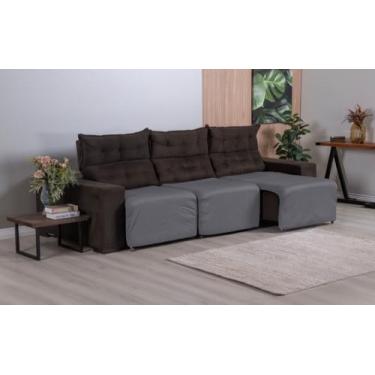 Imagem de Protetor de assento do sofá Retrátil 2 lugares impermeável Dupla Face Cinza com Azul Marinho