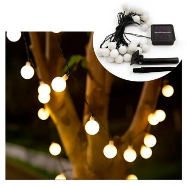 Imagem de Pisca Cordão Natalino Solar Jardim 20 Bolinhas Amarelo De 5m