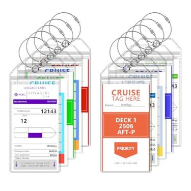 Imagem de Pacote com 10 suportes de etiqueta de bagagem de cruzeiro, etiquetas de bagagem impermeáveis e reutilizáveis para malas, essenciais para navio de cruzeiro para Carnaval Princesa NCL MSC Royal (largura
