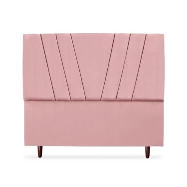 Imagem de Cabeceira Cama Box Casal Bélgica 140 Cm Suede Rosa - Tifanny Decor