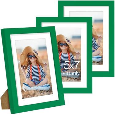 Imagem de Vittanly Conjunto de 3 porta-retratos 12 x 18 cm, exiba imagens 10 x 15 cm com tapete ou 12 x 18 cm sem tapete para montagem na parede ou mesa, molduras para decoração de parede, madeira projetada