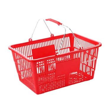 Imagem de Ｂｅｓｇａ Cesta de Compras com Alça Organizadora para Supermercado PE Cesta de Armazenamento de Ferro Adequada para Armazenar Roupas E Cosméticos úteis, Vermelho, Tamanho real