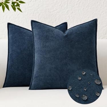 Imagem de Kevin Textile Capas de almofada decorativas à prova d'água, azul marinho, 50,8 x 50,8 cm, pacote com 2 fronhas macias texturizadas, almofadas elegantes para sofá, cadeira, cama, decoração de casa