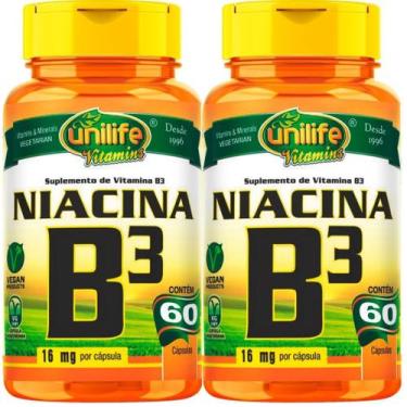 Imagem de Kit C/ 2 Un Vitamina B3 Niacina Vegano 500mg Puro 120 Caps Unilife, se