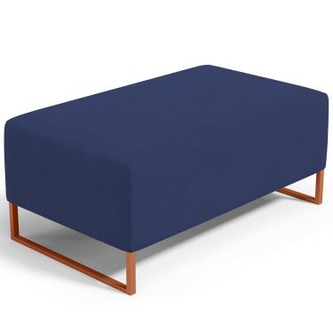 Imagem de Puff Decorativo Sala De Estar Cléo 90cm Base De Ferro Cobre W01 Suede Azul Marinho - Lyam Decor