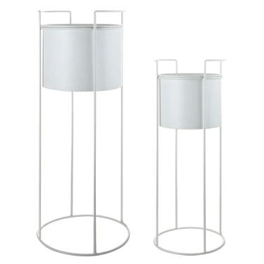Imagem de Conjunto 2 Cachepots Decorativos com Suporte de Metal Branco SD0286 BTC