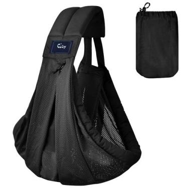 Imagem de Porta-estilingue para bebês Cuby Black Mesh, respirável, ajustável