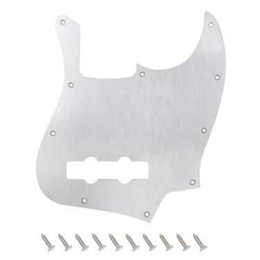 Imagem de Banworks Alumínio Jazz Bass Pickguard 1,5 mm de espessura, 1 camada de 10 furos, borda reta J Bass JB, placa de arranhão para EUA/Mexicano estilo moderno Fender Ultra Jazz Bass JT/HB-11 Prata