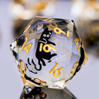Imagem de ORIFANTOU DND Cat Dice Set White Sharp Edge Dice with Box, RPG D and D Dice Dungeons Dragons Role Playing Game Polyhedral Resin Dice Set D20 D12 D10 D8 D6 D4
