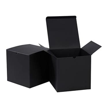 Imagem de NIGNYA Caixas de presente com tampa 12,7 x 12,7 x 12,7 cm, pacote com 50 caixas de presente de papel preto, caixas grandes para presentes, pedido de dama de honra, casamento, aniversário