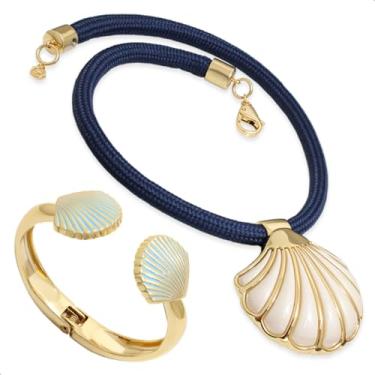 Imagem de GRANADO ACESSÓRIOS, Kit Praia Colar Cordão e Bracelete Concha Banho Dourado Mar - AM