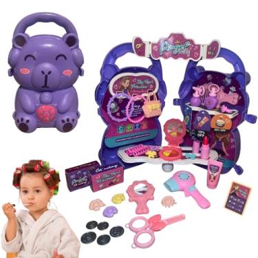 Imagem de Maleta Salão de Beleza Infantil Portátil Ursinho Kit Completo com 48 peças com Acessórios e Maletinha Ideal Para Aniversário, Natal, Dia das Crianças Ótimo Para Levar Em Qualquer Passeio