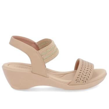 Imagem de Sandália Anabela Couro Tira Elástico Usaflex - Nude