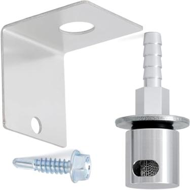 Imagem de Kit de suporte de válvula de rolagem de ventilação do tanque de combustível 19-174 Válvula de retenção de rolagem de montagem remota, tamanho de farpa de 5/40.6 cm (prata)