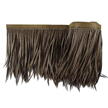 Imagem de Simulação de rolo de palha de palmeira telhado de palha de palmeira 0,5 x 1 m grama falsa plástico derretido a quente palha artificial retardante de chamas antienvelhecimento para tiki bar jardim